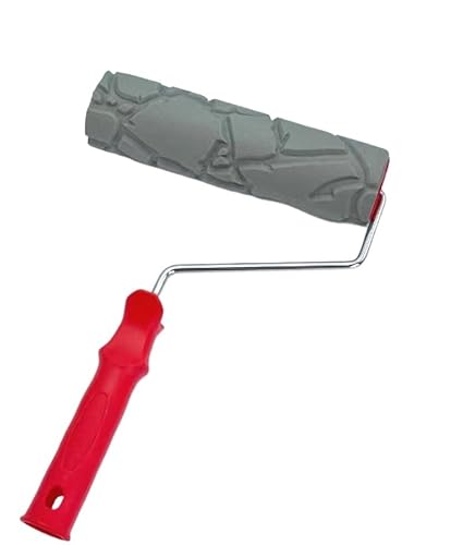 Rodillo de pintura, rodillo de pintura con patrones, rodillo de pintura con textura de ladrillo de imitación de goma de 10 pulgadas, herramienta de pintura con efecto de grano con mango, herramienta d