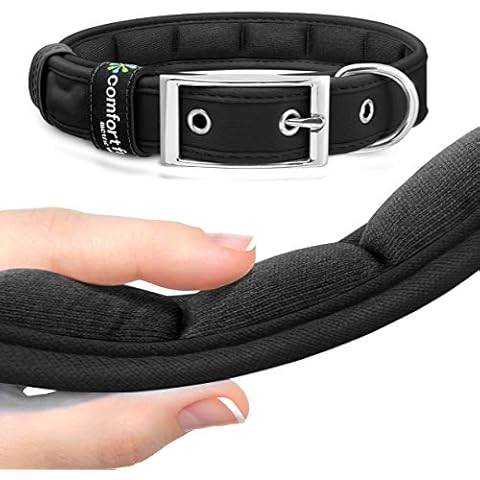 Comfort Fit Dog Collar - Soft Padded Dog Training Collar with Adjustable Buckle - Breathable and Lightweight Pet Collar - Durable, Heavy Duty Dog Collar - Black, Large - Neck 14.5"-22.5" Cover