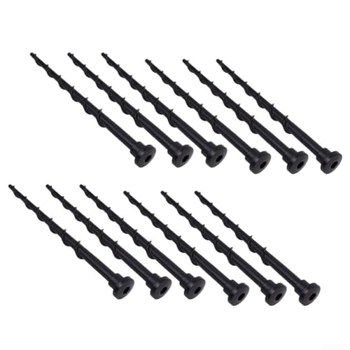 12 Pack Ground Screws for Robotic Lawn Mower Charging Station and Garage 13.7 cm Black Gray Plastic Anchors Lasting Hold for Easy Install Secure Fit Most Models(Black)