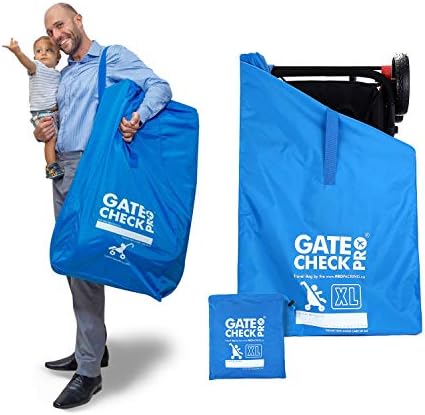 XL Double Stroller Bag for Airplane Travel | Extra Large & Ultra Durable Cover | Padded Adjustable Backpack Shoulder Straps | Easy Carrying - Blue