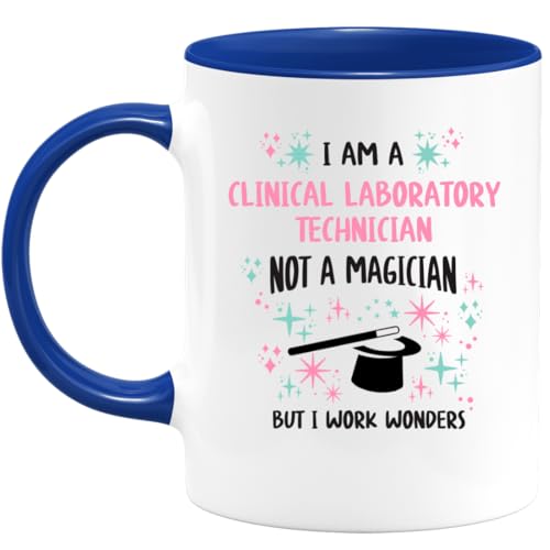 quotedazur - Mug I'm A Clinical Laboratory Technician, Not A Magician, But I Work Wonders - Gift For Lab Techs, Medical Staff, Healthcare Professionals - Ceramic - Blue