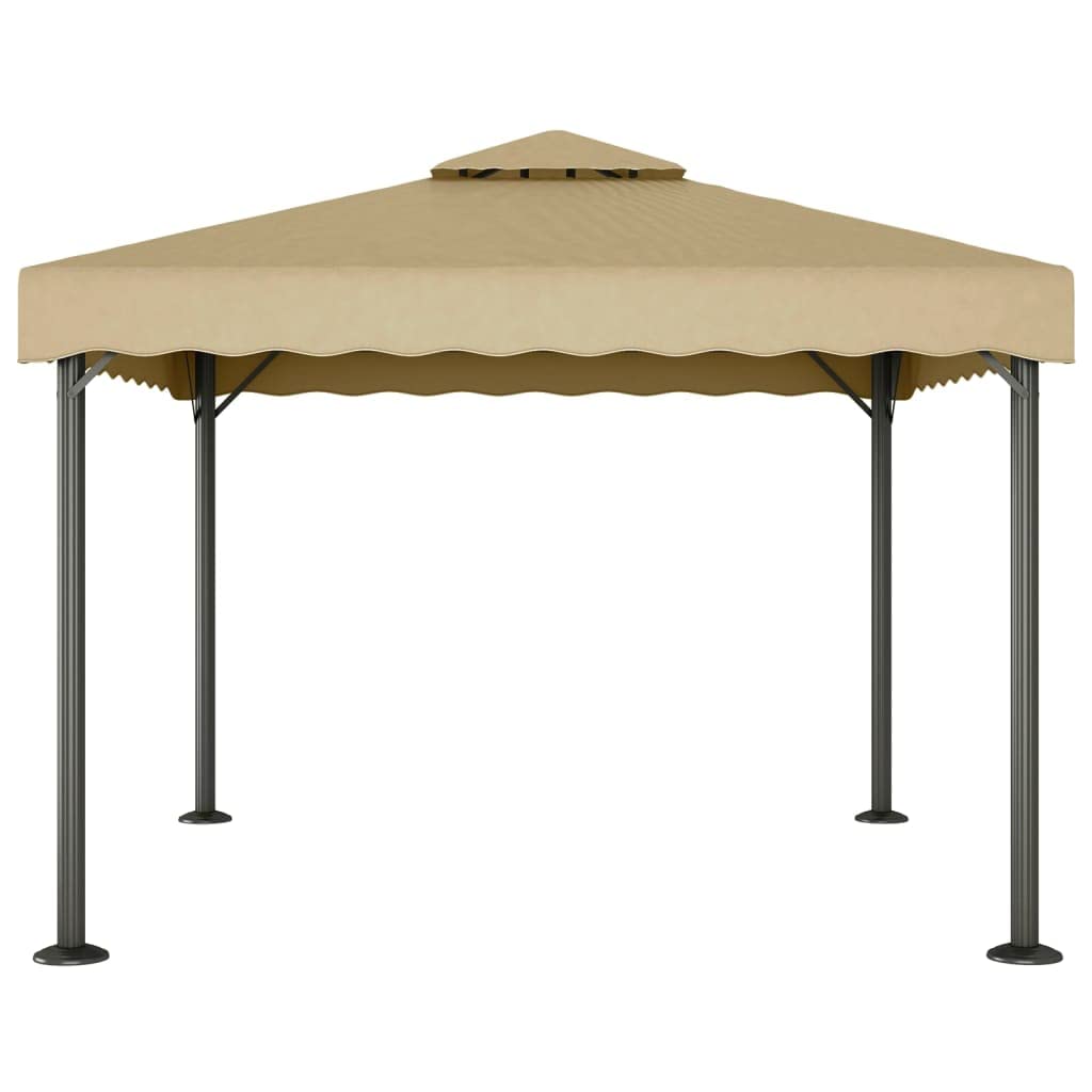 Pawilon w kolorze taupe, 3 x 3 m, aluminium, stal | Wodoodporny dach poliestrowy, wentylacja dachu zapewnia cyrkulację powietrza, na uroczystości rodzinne