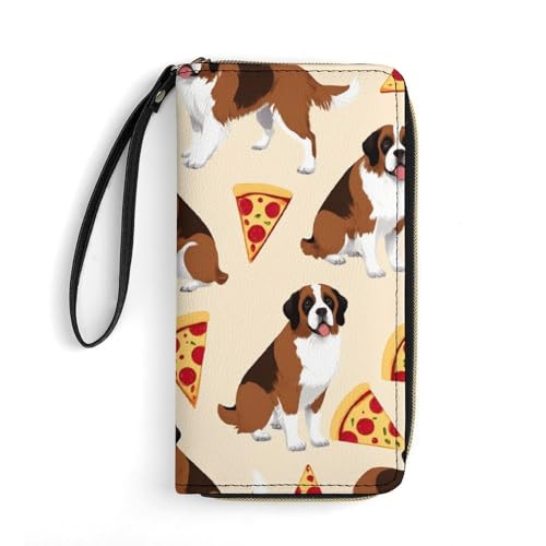 Leather Wallet for Women, Large Capacity, Zipper Closure, Multiple Pockets, Essential for Travel, Saint Bernard Dog Breed