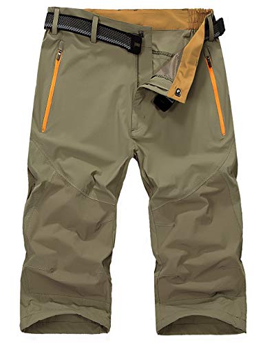 EKLENTSON Hiking Shorts Men Quick Dry Shorts Expandable Waist Lightweight Outdoor Tactical Shorts for Men Khaki
