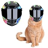 FORZENA Pet Motorcycle Helmet with Face Shield Cat Full Face Motorcycle Helmet Bike Riding Outdoor Head Protection Hat for Cat Dog Puppy Kitten Pet (Graffiti)