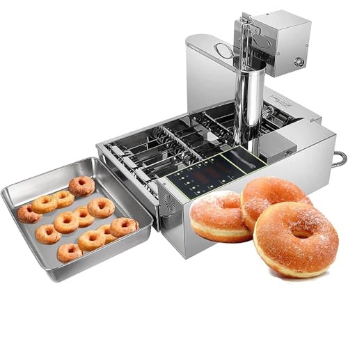 Macchina automatica per ciambelle, macchina per ciambelle con tramoggia da 9,5 litri a 6 file, macchina per ciambelle in acciaio inossidabile da 2000 W, macchina per snack per ciambelle da 50 a 220
