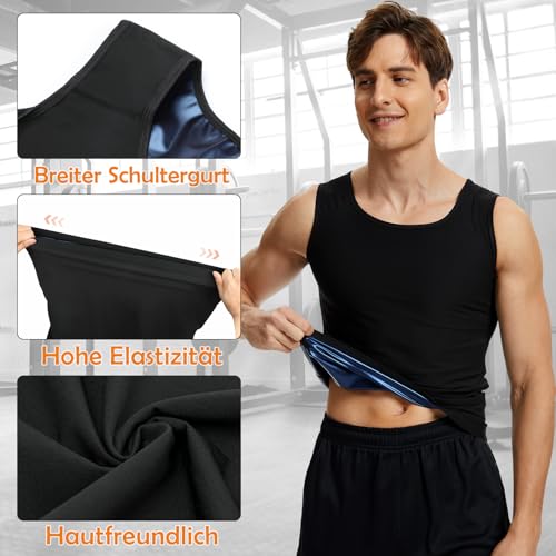 Kiiwah Herren Abnehmen Sauna Weste,Schweiß Sauna Shirt Body Shaper Männer Sport Gym Tank Top, Kompressionsshirt Fitness Abnehm T-Shirt Men für Gym, Fettverbrennung