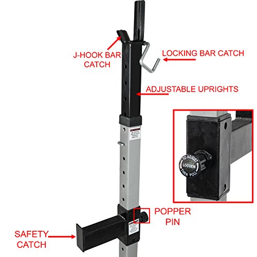 Valor Fitness BD-8 Independent Squat Stand Towers with Adjustable Uprights, J-Hooks, and Safety Catches