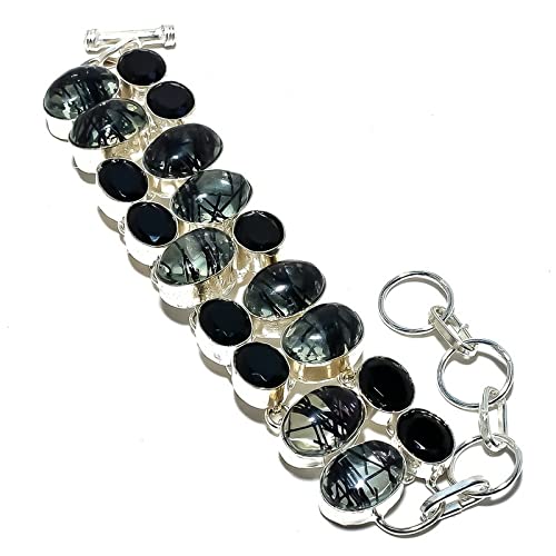 Bracelet tanzanite quartz et rutiles noirs pour sublimer vos tenues bohèmes chic
