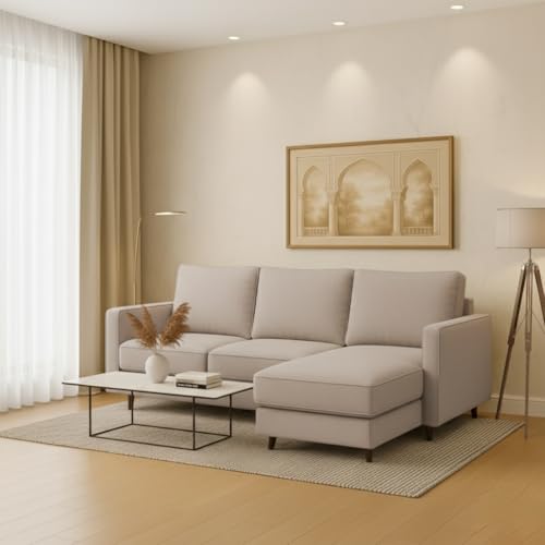 Image of The MM Furniture store Premium Fabric Sofa - Champagne (4 Seater - RHS)