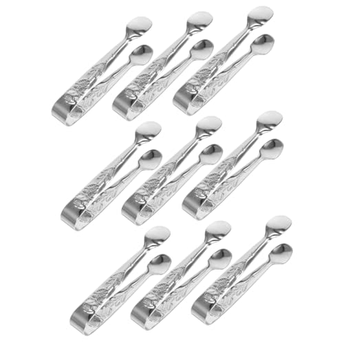 GRIRIW 3sets Restaurant Tongs Ice Cube Tongs Silver Sugar Stainless Steel Food Clips 3pcs*3