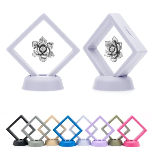 CKB LTD Confezione da 5 cornici galleggianti 3D per esporre gioielli, pietre preziose, monete da collezione e oggetti artigianali per hobby (bianco) 7 cm x 7 cm x 2 cm (piccolo)