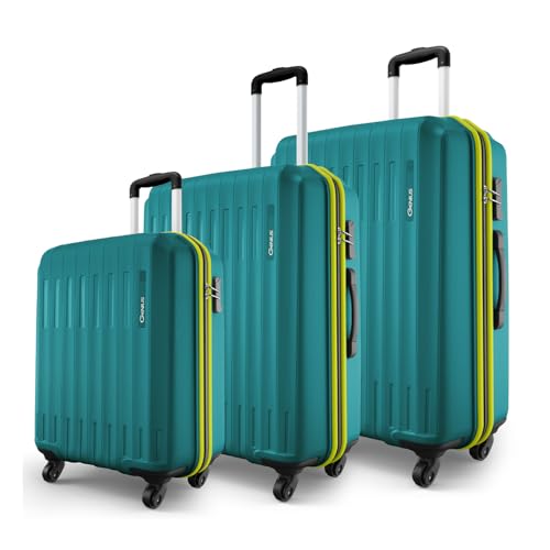 Image of Safari Polypropylene 360 Degree Genius Alley Set of 3 (Cabin + Medium + Large) Trolley Bags Hard Case, 4 Wheels, 360º Wheeling Luggage, Travel Bag, Suitcase for Travel, Teal Green