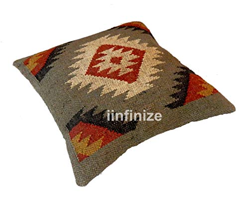 Housse de coussin en jute Kilim fait main de qualité supérieure