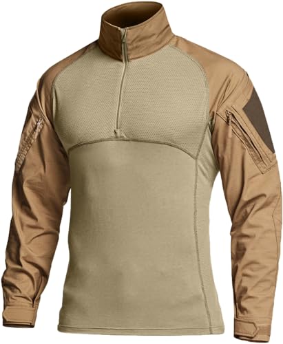 CQR Men's Combat Shirt Tactical 1/4 Zip Assault Military Top Camo...
