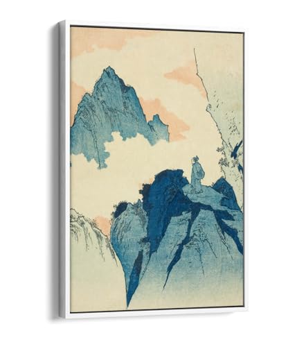 Toile Totoya Hokkei escalade d'une montagne à Liuzhou cadre blanc 50x76