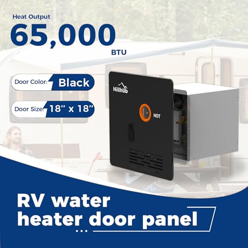 Hillhub 18 x 18 Inches RV Water Heater Black Door (ONLY DOOR). Door Kit for Hillhub RV Water Heaters, Electrolytic Plate, Electrostatic Powder Coating Technique