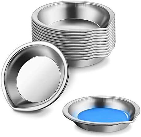 CYIIOU 12 Pieces Stainless Steel Round Palette Round Mixing Palette Stainless Steel Paint Palette Round Palette with Mouth Suitable for Paint Pigment and Water Based Painting