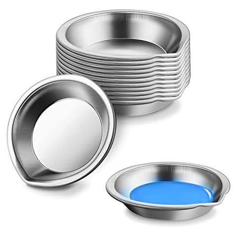 CYIIOU 12 Pieces Stainless Steel Round Palette Round Mixing Palette Stainless Steel Paint Palette Round Palette with Mouth Suitable for Paint Pigment and Water Based Painting Cover