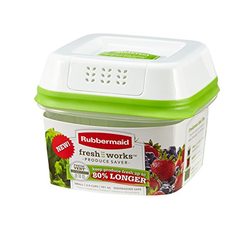 Rubbermaid FreshWorks Produce Saver Food Storage Container, Small, 2.5 Cup, Green