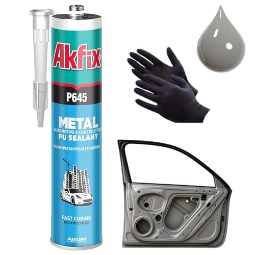 Akfix P645 Seam Sealer Automotive Gray (1x10.1 Oz.) - Urethane Autobody Seam Sealer Adhesive for Metal Joints, RV Roof Sealant, Sandable, Paintable, Fast Curing and Durable Bonding | Gray, 1 Pack