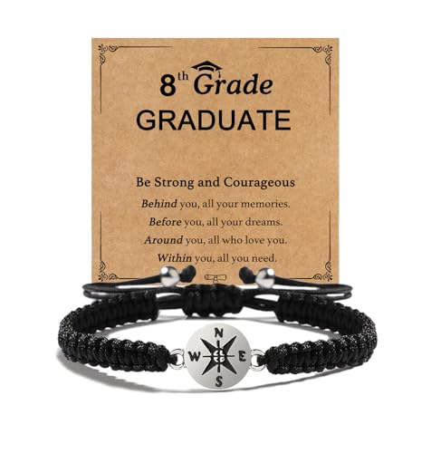 AULSIEY 8th Grade Graduation Gifts for Boys Girls, Middle School Graduation Gifts Class of 2026 Compass Bracelet, 8th Grade Graduation Decorations, Graduation Jewelry Bracelets for Son Daughter E by AULSIEY - Used condition - US$8.51