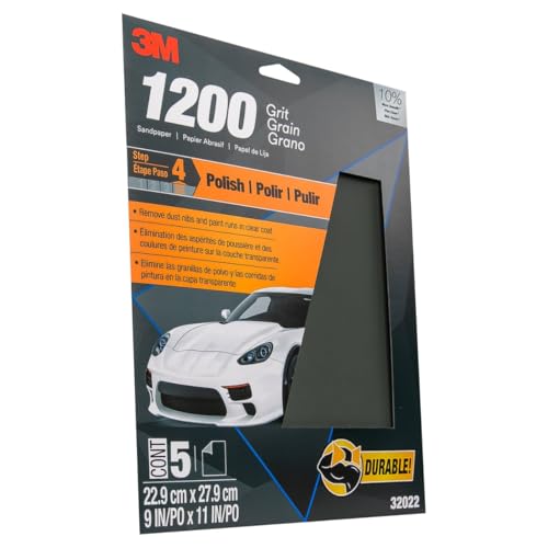 3M Wetordry™ Sandpaper, 1200 Grit, 9 in x 11 in, 5 Sheets, Use for Wet and Dry Sanding, Longer...