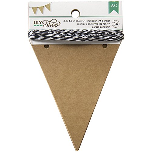 American Crafts BANNERS 3.5 X 4.5 PENNANT KRAFT 24PC, Multicolor