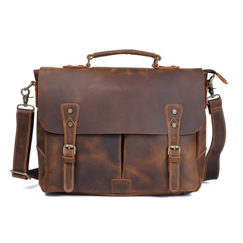 JSEIAJB Messenger Bag Male Handheld Briefcase Leather Shoulder Computer Bag