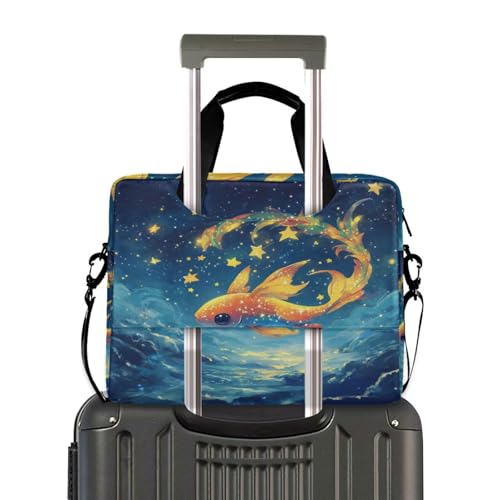 Funda de laptop portátil cruzada con asa y correa 15.6" azul miniatura 4