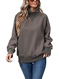 Famulily Sweatshirts for Women Comfy Raglan Sleeve Turtleneck Pullover Causal Fall Winter Clothes Coffee M