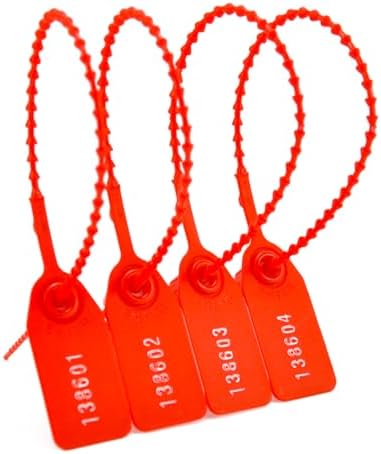 Off White Tag Lzbignun 100pcs Plastic For Fire Extinguisher Numbered Zip Ties Pull-Tite Security Tags Breakaway Safety Tab For First Aid Kit, Bag (Red Tamper Seals