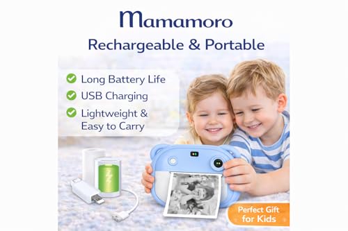 Image of Camera for Kids with Print | Kid Digital Camera for Photography & Videography with Color Display - Includes 2 Paper Rolls (Blue)
