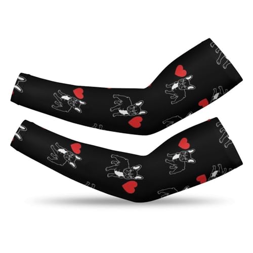 Arm Sleeves for Men, Funny French Bulldog Puppy Dog, Cooling Lightweight Anti Scratch Sports Sleeves, Adult Sun Protection Sleeve Covers for Fishing, Driving, (M)