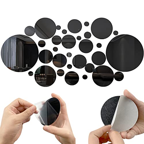 SHUIYUE 32 pezzi specchi rotondi adesivi, specchio adesivi da parete, rotondo specchio da parete 3D decorativo rimovibile decorabile arte cerchio auto aderente fai da te specchio adesivo da parete 2.2