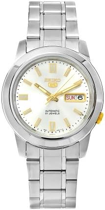Seiko Mens analoge automatische horloge met roestvrij stalen band SNKK13K1, Goud/Skelet, Armband : Seiko Seiko Mens analoge automatische horloge met roestvrij stalen band SNKK13K1, Goud/Skelet, Armband : Seiko