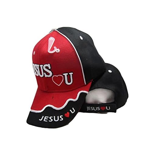 Ant Enterprises Jesus Hearts (Loves) You Christ Christian Red Black Embroidered Cap Hat