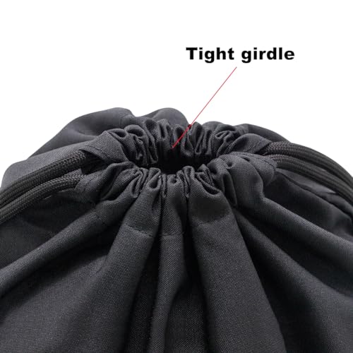 HOLYLUCK Drawstring Backpack Gym Sports Bag with Front mesh zipper Pocket 18.6\" L x 13.5\" W Cinch Sack String Sackpack For Men Women (black and grey)