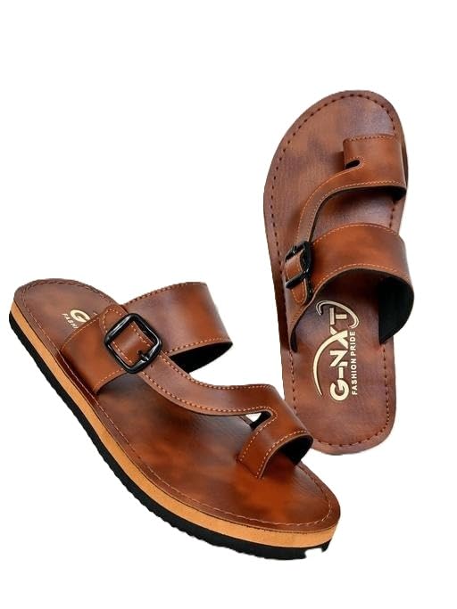 Image of Men's Casual Flip Flops Slippers Lightweight Slip On Sandals with Stylish Solid Design Durable Rubber Sole