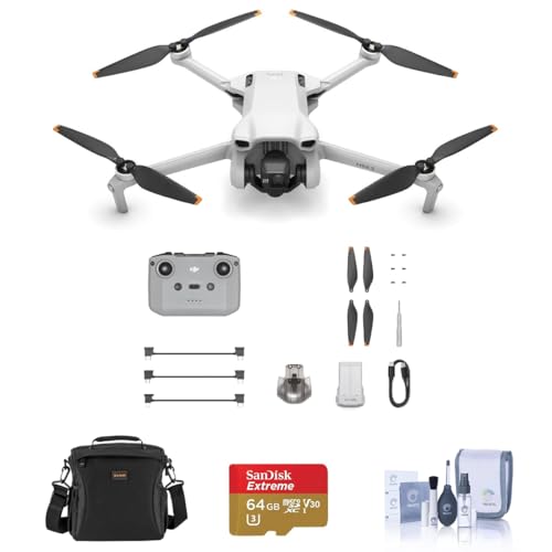 DJI Mini 3 Drone with RC-N1 Remote Controller Bundle with 64GB microSD Card, Shoulder Bag, Cleaning Kit