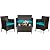 Tangkula 4 Pieces Patio Rattan Conversation Set with Tempered Glass Coffee Table & Thick Cushion, Wicker Chair Set for Garden, Lawn, Poolside and Backyard