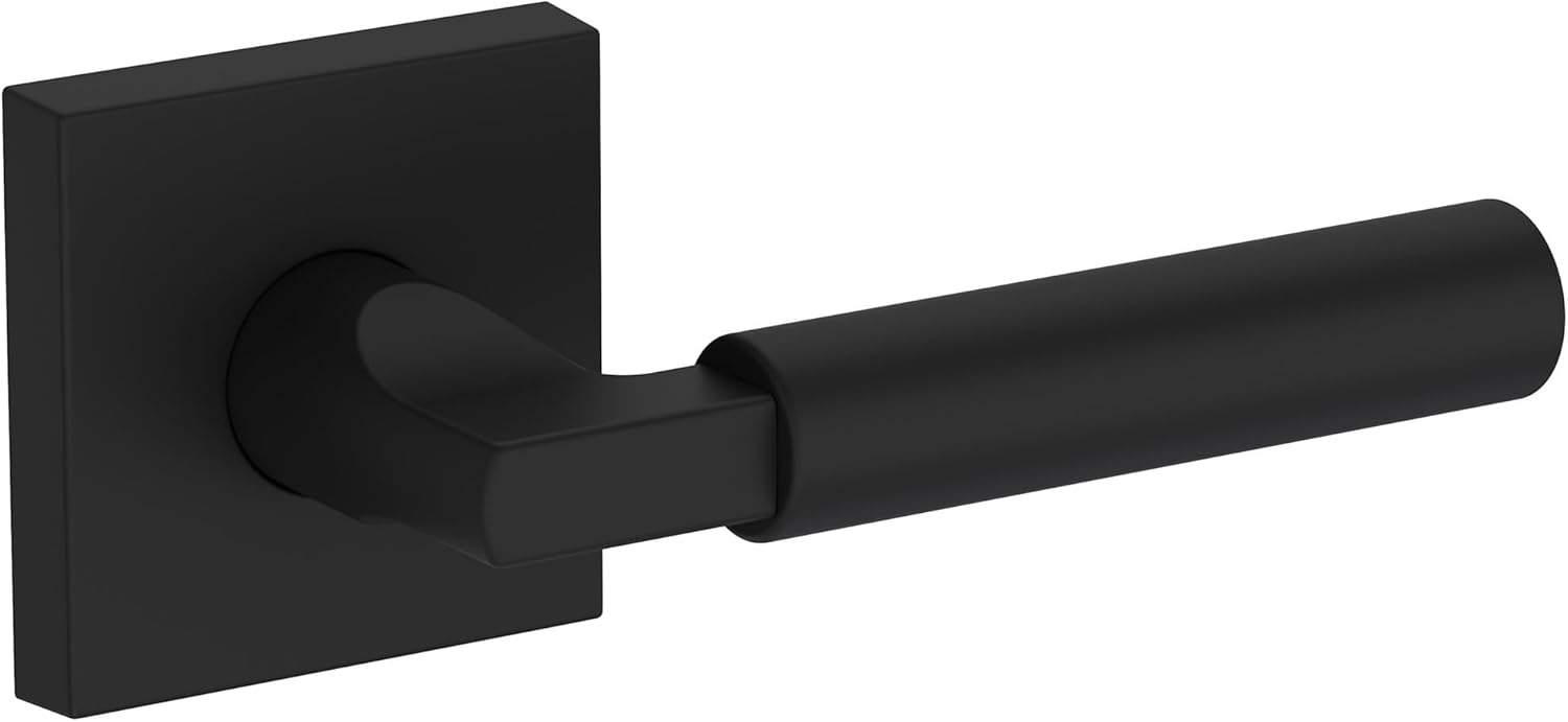Baldwin PS.LKF.R.CSR Lake Forest Passage Door Lever Set with Contemporary Square Rose from the Reserve Collection - Satin Black