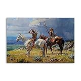 EMH Horse Native American Indian Native American Poster Decorative Painting Canvas Wall Art Living Room Posters Bedroom Painting 16x24inch(40x60cm)
