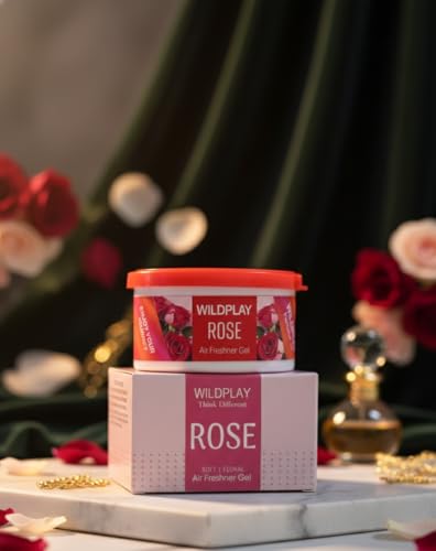 Image of Wildplay Rose Car Gel Freshener 80g - Long Lasting Rose Fragrance, Spill Proof Gel Air Freshener, Odor Eliminator, Dashboard Perfume for Fresh and Pleasant Car Interior