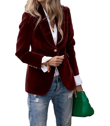 INVACHI Women's Causal Blazer Single Button Front Office Suit Jackets Work Blazer Outerwear