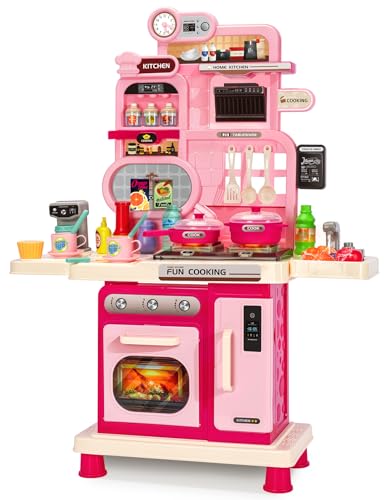 Kids Play Kitchen Set, Toddler Kitchen Playset with Light & Sound...