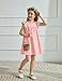Arshiner Girls Summer Dress Toddler Ruffle Sleeve Dresses Girls Pink Dress Kids Swing Beach Sundress 2t