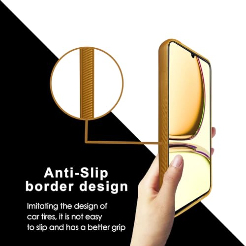 Image of A rtistque Premium Thread Leather Back Cover Case for Realme C51 | Drop Protection | Smooth Grip | Raised Camera Edges | Realme C51 Back Cover - Brown