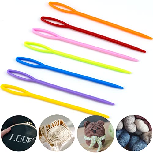 Image of 300 Pieces Plastic Sewing Needles 3.5 Inch 9CM Length Large Eye Blunt Sewing Needles Craft Learning Needles Safety Lacing Needles Plastic Yarn Needles for Kids Hand Sewing Knitting Crochet Darning