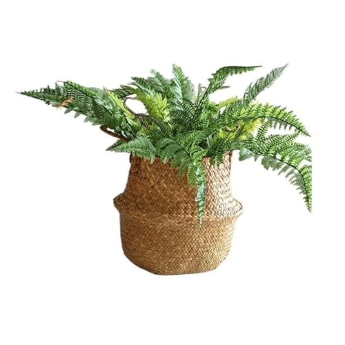 guiling-1986 Macetas Cesta de Flores Lujo Grande, macetero Tejido pájaros del paraíso y Monstera, Mimbre Extragrande Maceteros(Medio)